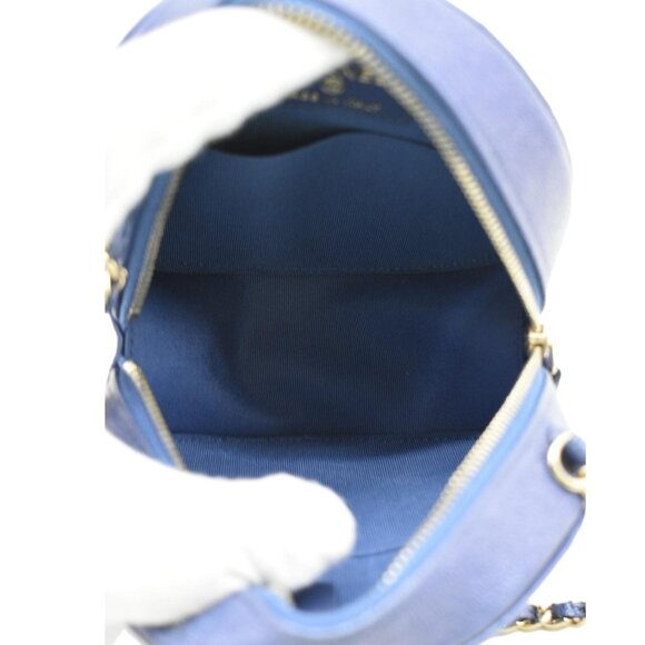 CHANEL  Round Clutch with Chain Mini Quilted Iridescent Caviar Leather Crossbody - Picture 13 of 15